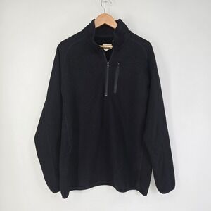 Stetson Fleece Pullover Mens XL Black Quarter Zip Pocket Sweatshirt